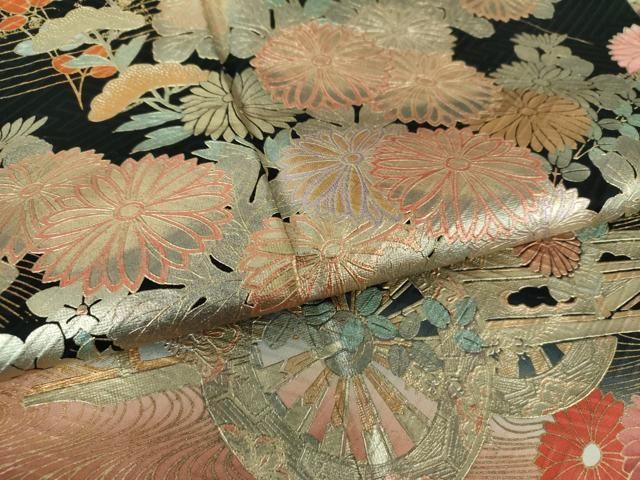 平和屋着物○豪華振袖 花車文 群れ鶴 暈し染め 金銀彩 正絹 逸品  