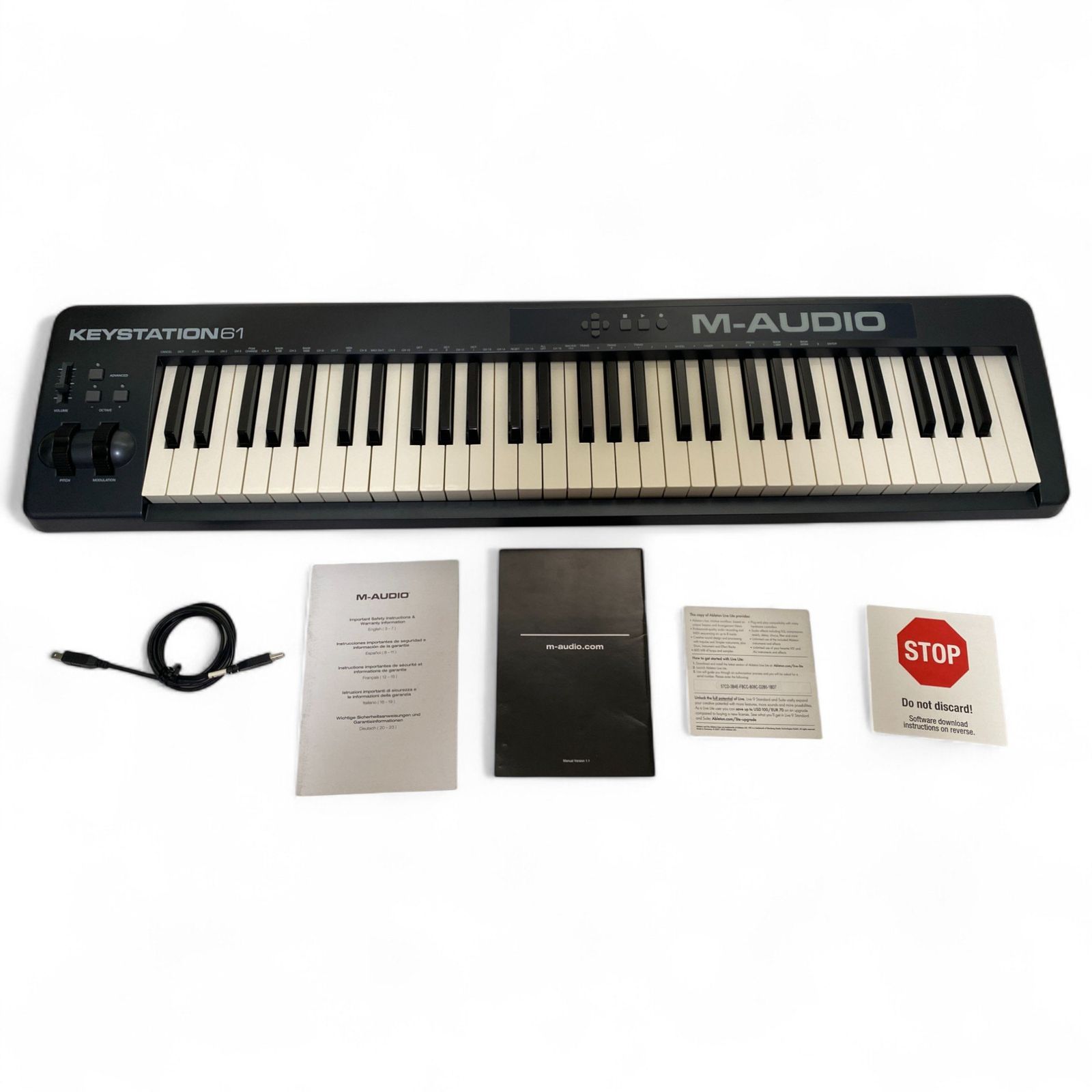 ◯ エムオーディオ M-AUDIO MIDIキーボード Keystation61 III 61鍵 ピアノ音源ソフト付属 2600-1888