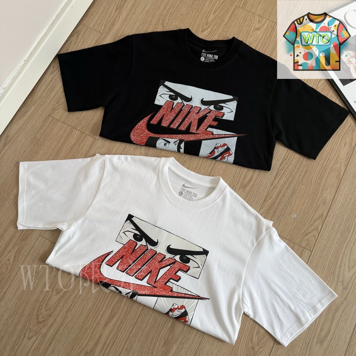 今日WTO】Nike Sportswear マンガ文字 Logo プリント運動丸首