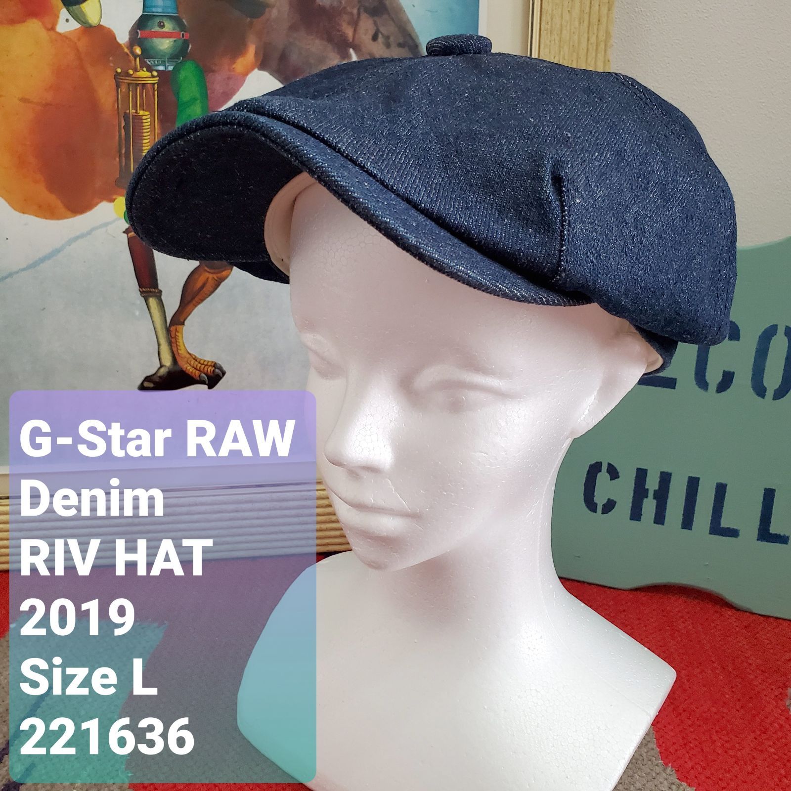 G-STAR RAW ジースターロゥ□良品 2019年 Denim RIV HAT デニム リブ 