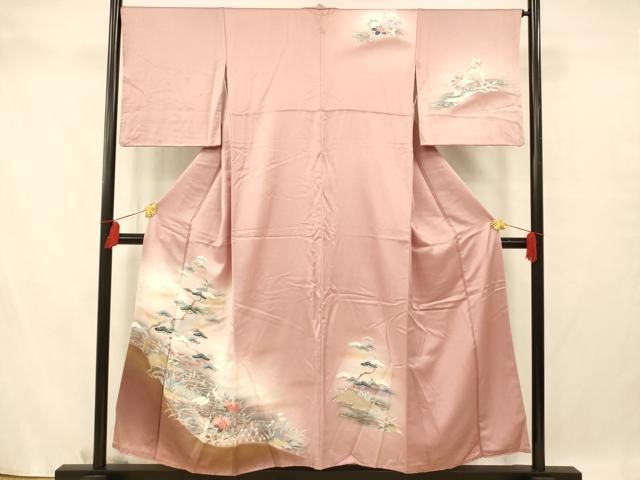 平和屋着物□訪問着 風景鶴文 暈し染め 金銀彩 正絹 逸品
