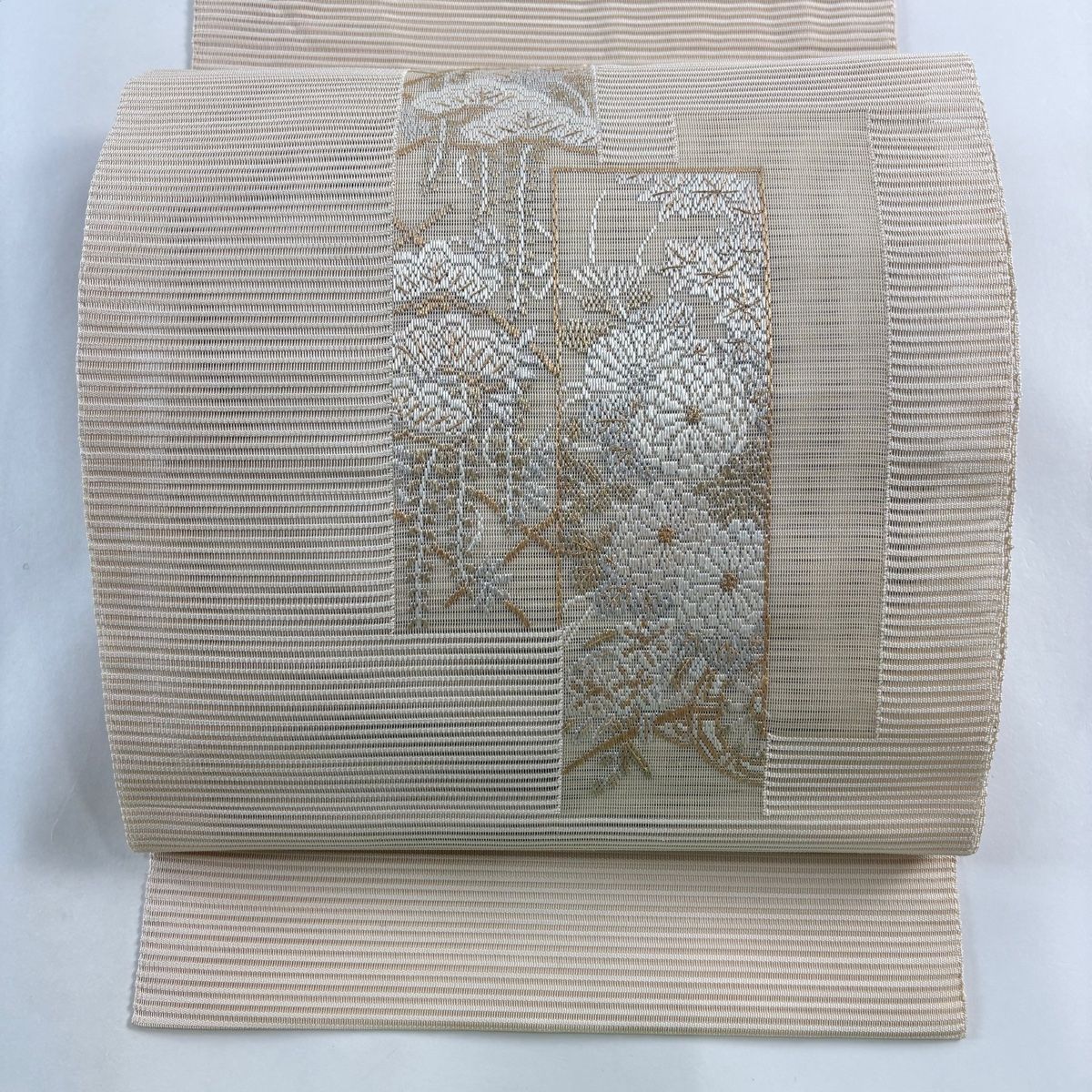 専用帯2396 ●高級 正絹 夏帯 松葉仕立て 名古屋帯 名古屋帯 美品 優品 夏帯 八寸名古屋帯 松葉仕立て 幾何学 黒