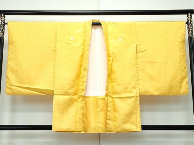 賢い 平和屋着物 上 男性 袴下着物 紋付き羽織セット 舞台衣装 花菱地紋 黄朽葉色地 洗える着物 CZAA3665s5