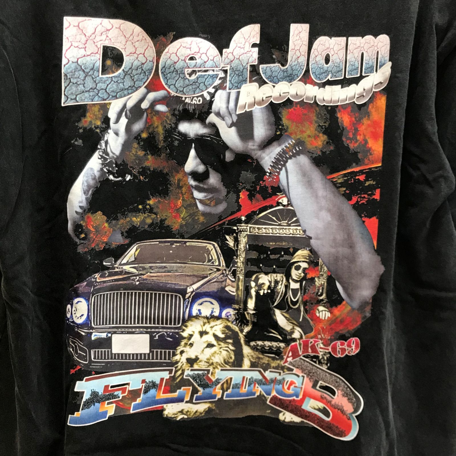 AK-69 defjam flying B 半袖 Ｔシャツ ヴィンテージ加工 ティシャツ ブラック Ｌサイズ B - メルカリ