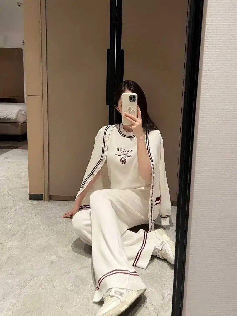 pスリーピース 白 ニット トレーナー セット 3ps