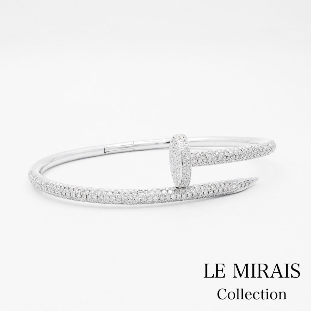 仕上済】カルティエ ジュストアンクル ブレス #19 WG ダイヤ 19 K18WG  