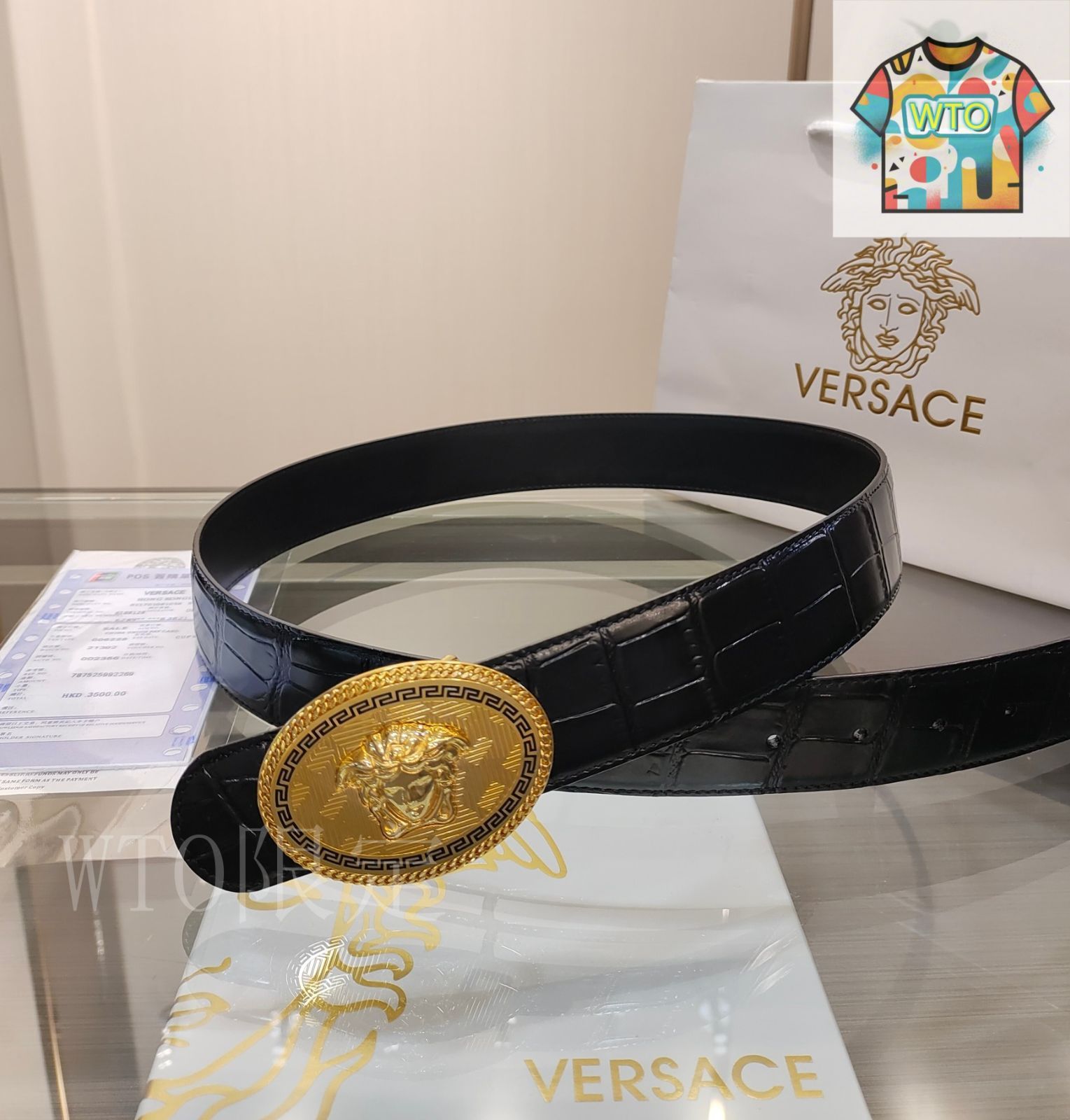 今日WTO】VERSACE ヴェルサーチ レザーベルト-JJ59 - メルカリ