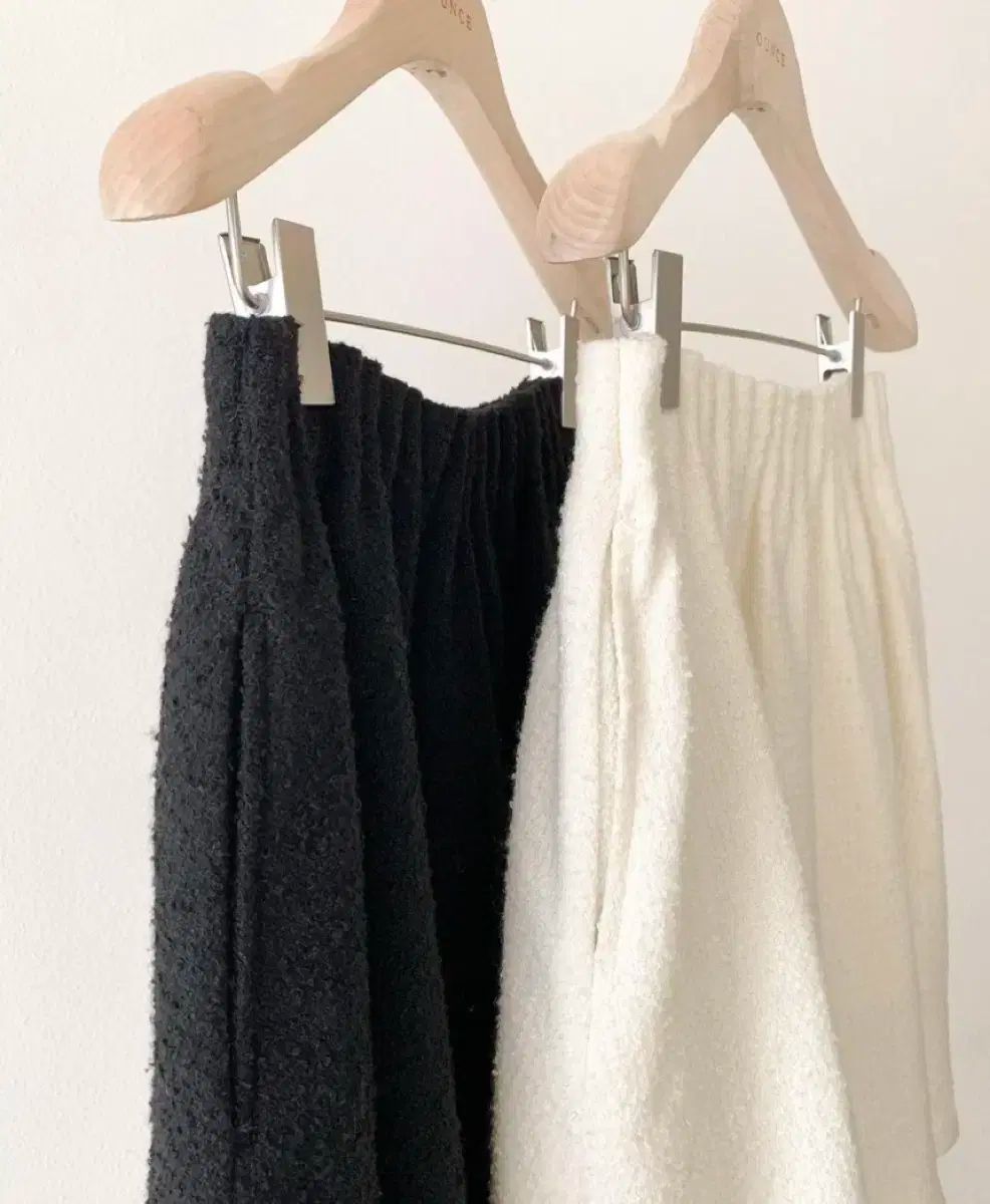 ounce オンス ブークレ ウール バンディング スカート 黒 GULLKHAN_COM