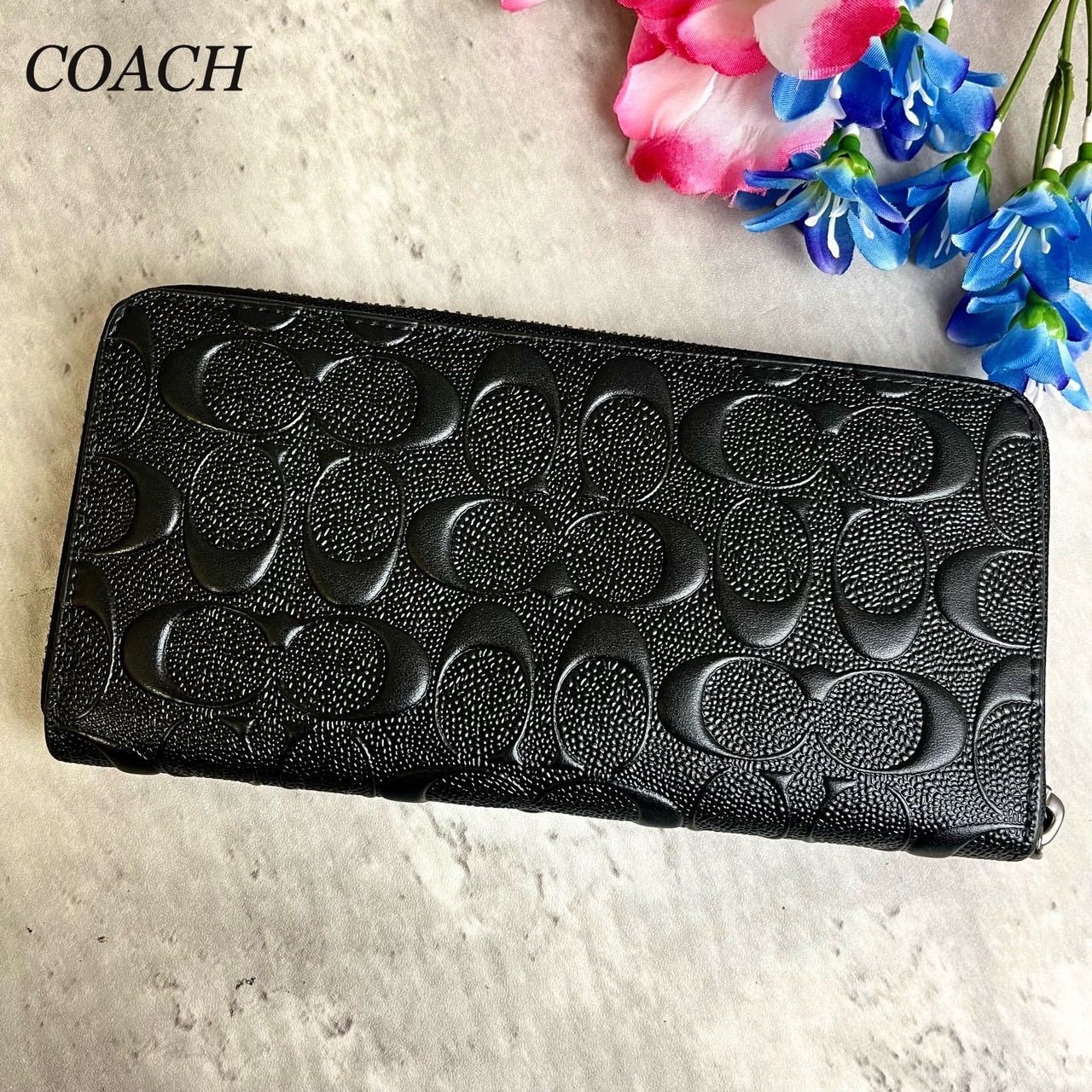 シグネチャー エンボス ブラック 黒 コーチ/COACH 長財布 コーチ COACH
