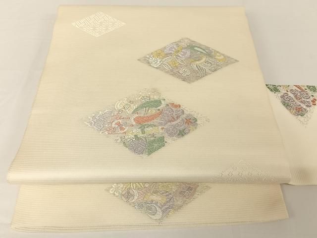 平和屋着物＊夏物 九寸名古屋帯 唐織 菱吉祥文 正絹 AABA2545np
