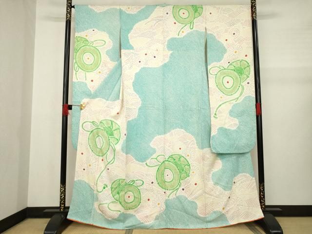 平和屋着物○豪華振袖 型染 飛鳥花車文 高島屋扱い 正絹 逸品 AABA4840ck