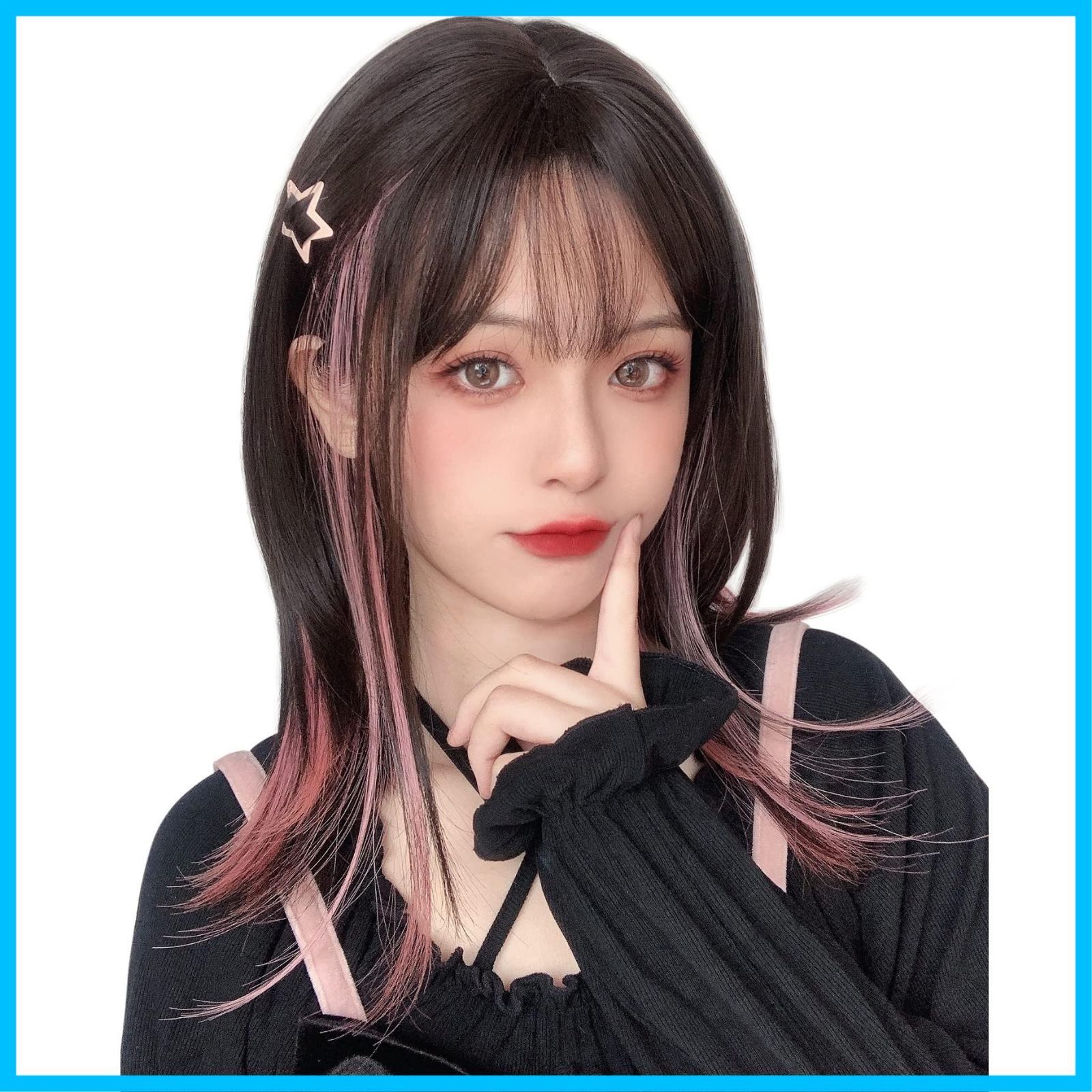 ロングストレート フルウィッグ 人毛 グラデーション 自然 サラサラ
