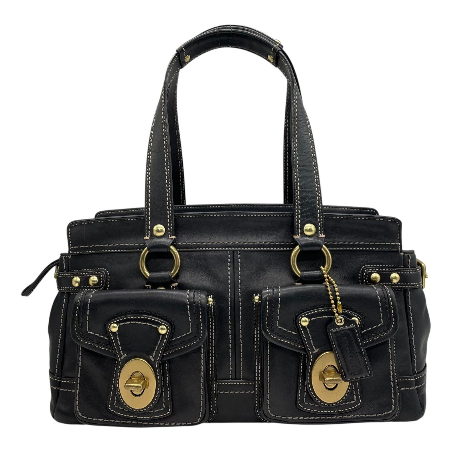 COACH コーチ レザー 2way ショルダーバッグ ハンドバック ブラック