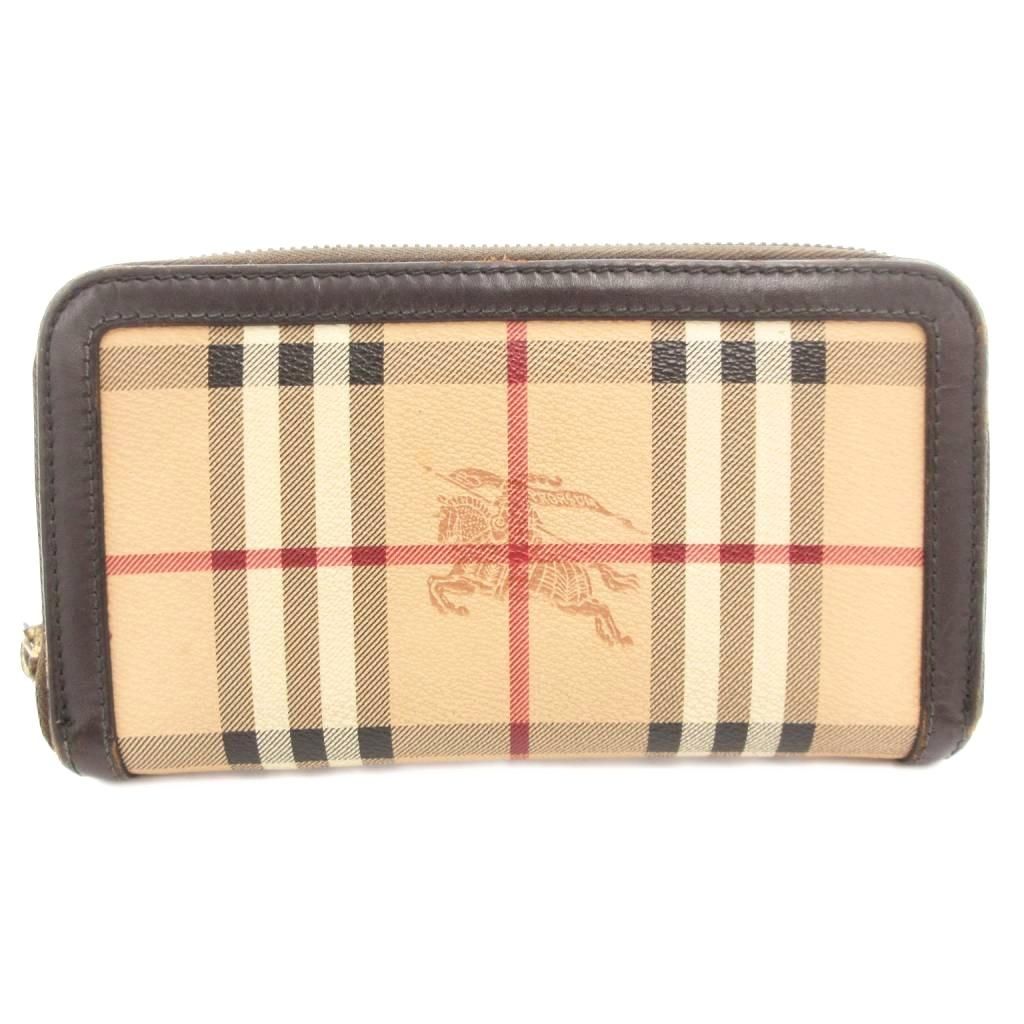 BURBERRY ノバチェック/ シャドーホース柄 PVC/レザー長財布 バーバリー BURBERRY 長財布 ウォレット ノバチェック ラウンド