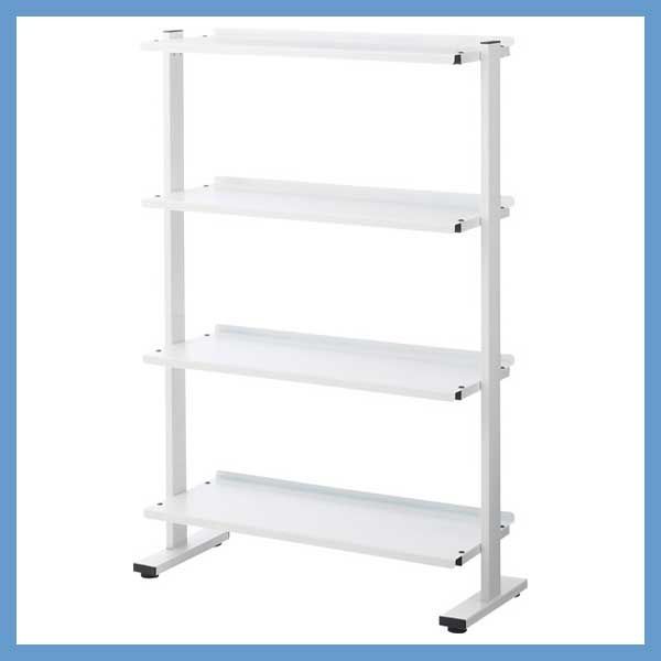スチール製の２ＷＡＹラック（４Ｄ）「W80.5×D31×H119.5/125cm」No.74／ホワイト