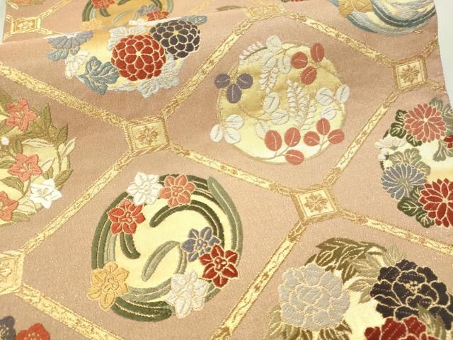 夏帯 青々庵 袋帯 六通柄 正絹 唐織 花文 朝顔 イ5758 袋帯 夏用 絽 花唐草 お太鼓柄 正絹 西陣 日本製 未仕立て 夏帯