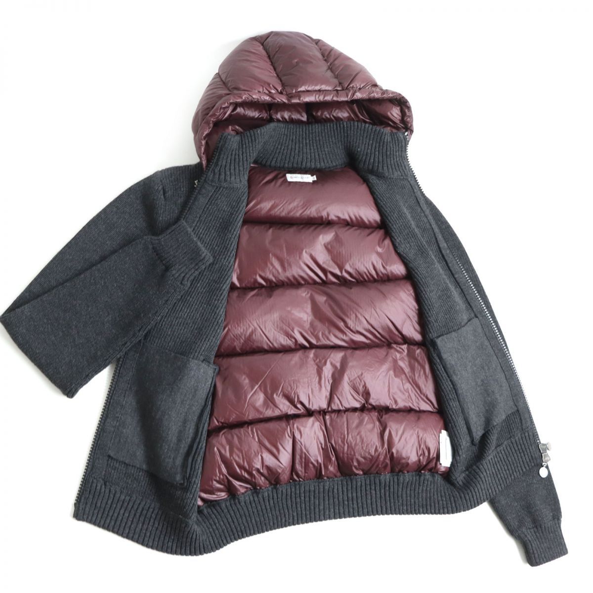 良質 美品◇MONCLER 正規品 チャコールグレー×ボルドー XL ダウン