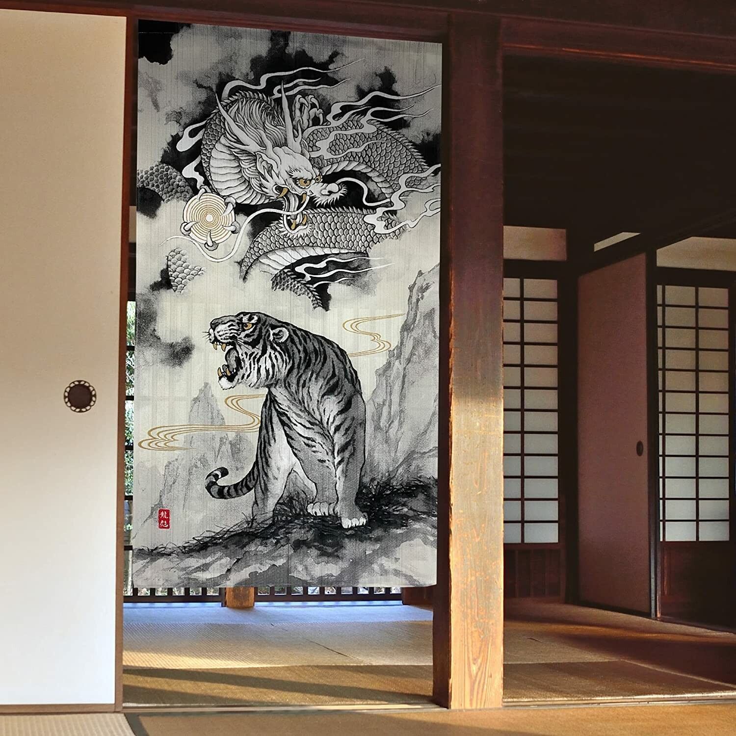 SIMON-BAKER】□送料無料□和柄のれん 龍彪 85×150cm 日本製