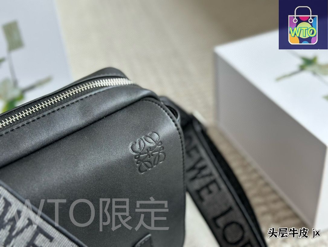 今日 LOEWE Military メンズメッセンジャーバッグ 幅広肩ベルトプリントフラップ-WT0輸入