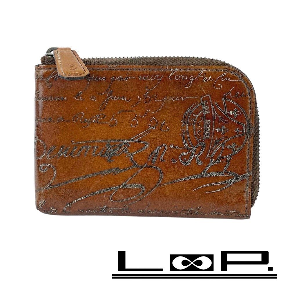 ベルルッティ カリグラフィ コンパクト ウォレット 財布 コイン キー ケース レザー ブラウン 435119 1