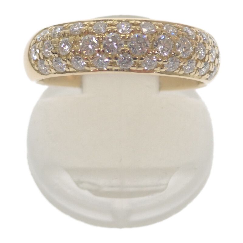 デザインジュエリー ハーフパヴェ リング 指輪 K18YG イエローゴールド  