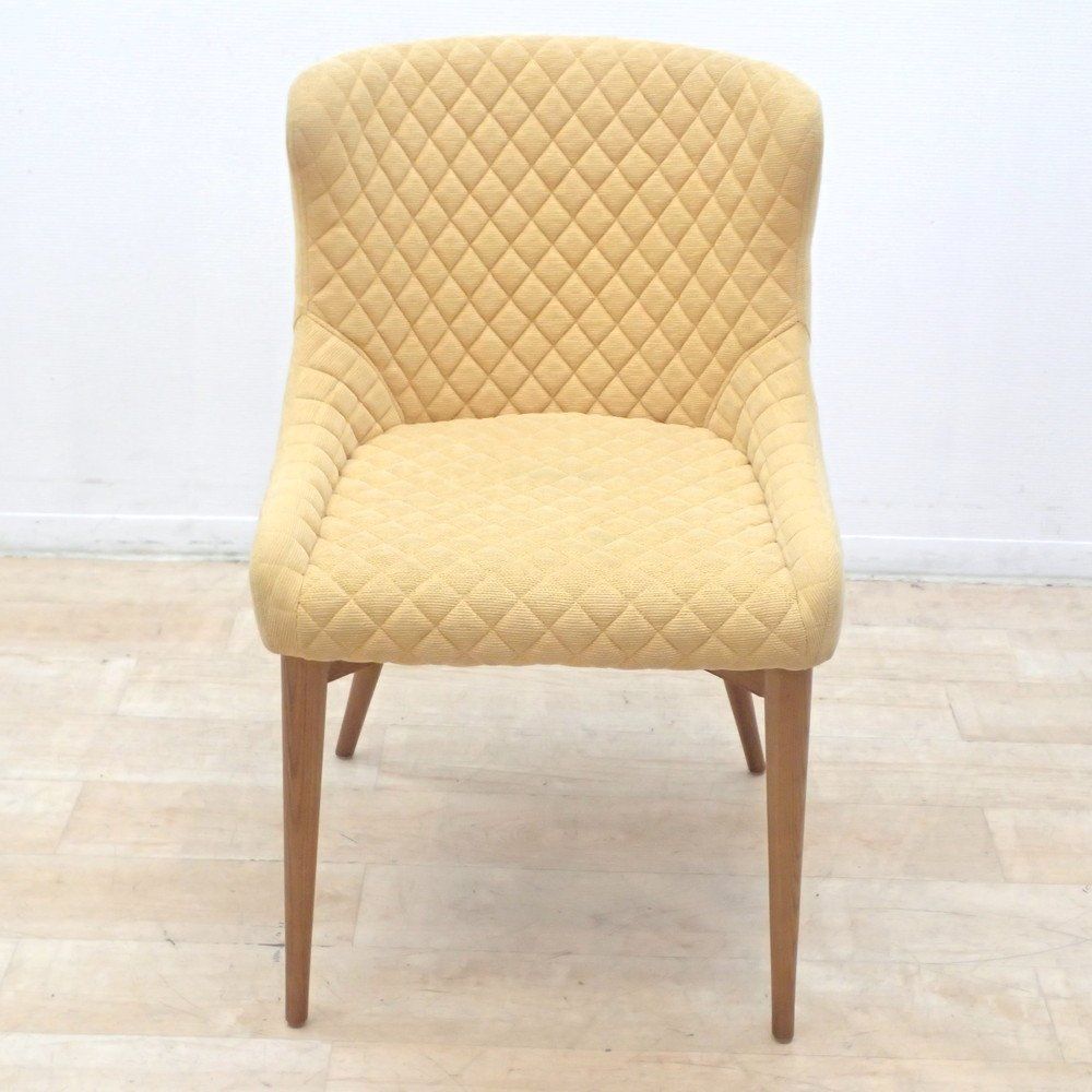 Indigo LIVING ダイニングチェア イエロー 布張り 木製 ファブリック 肘無 椅子 ミーティングチェア リビング EG18899 オフィス家具