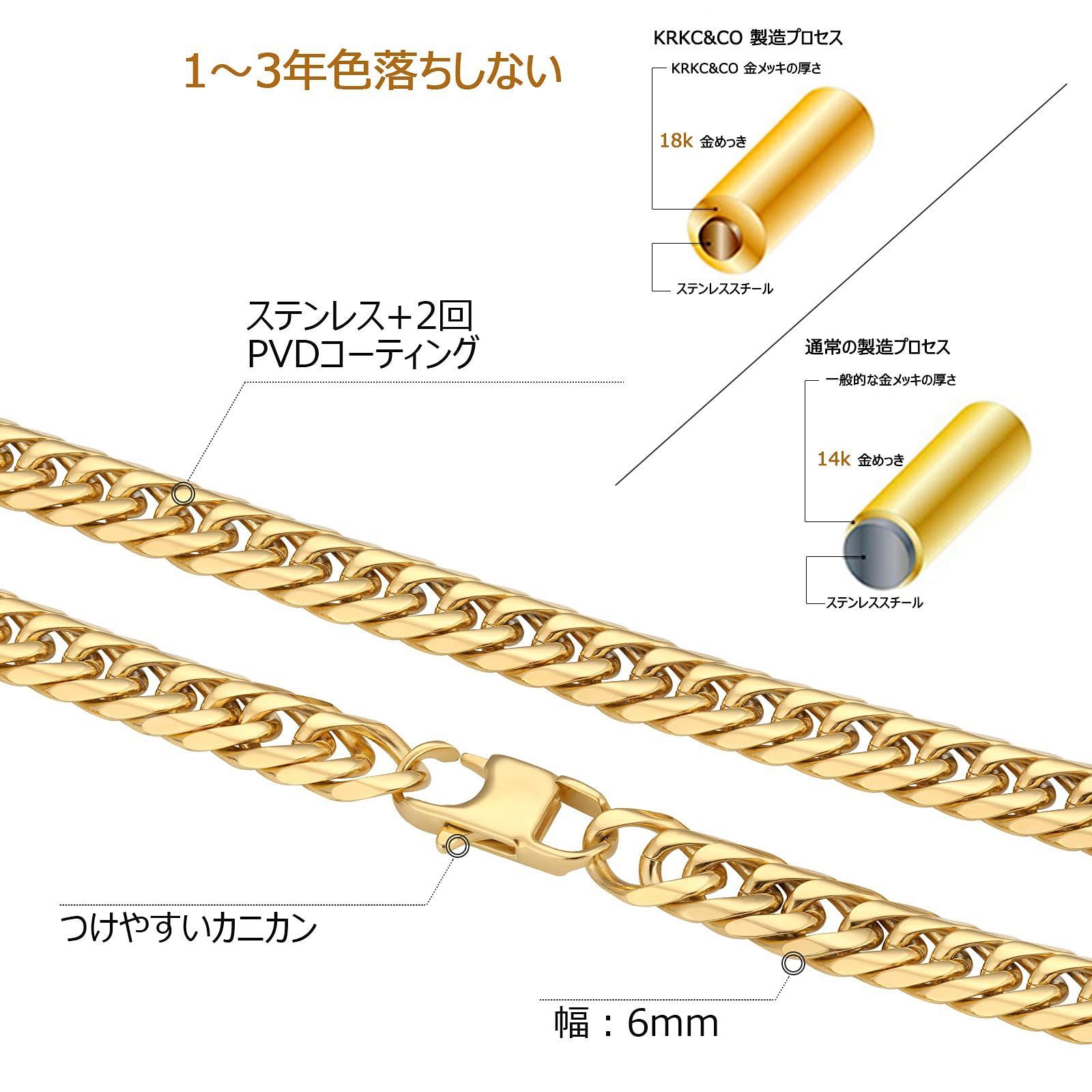 KRKC&CO 喜平ネックレス 6面ダブル メンズ チェーンネックレス 幅6/8 