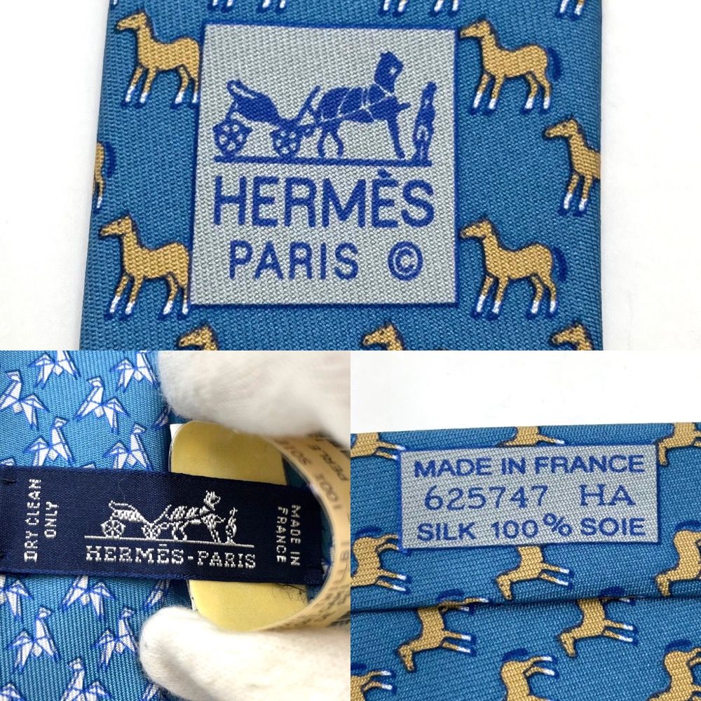 限定価格】 エルメス ネクタイ メンズ 総柄 折り紙柄 馬柄