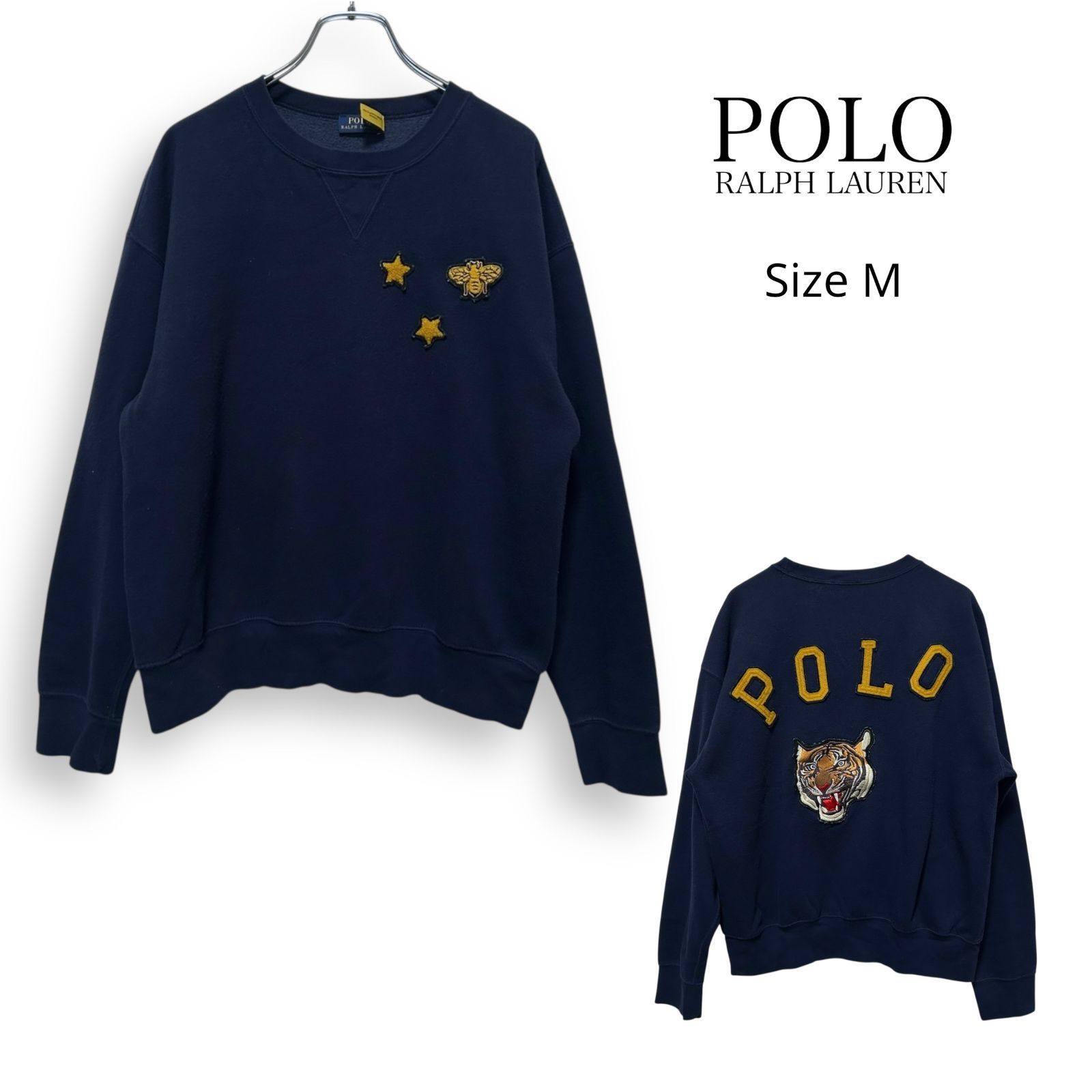 現行タグ POLO RALPH LAUREN ポロ ラルフローレン スウェット ワッペン ネイビー M