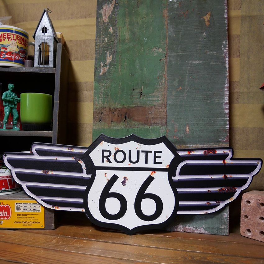 ルート66 メタルサインボード ブリキ看板 ウィング ROUTE66 インテリア アメリカン雑貨