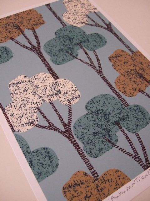 ELOISE RENOUF | AUTUMN TREES TEAL | A3 アートプリント/ポスター  【北欧 シンプル おしゃれ】