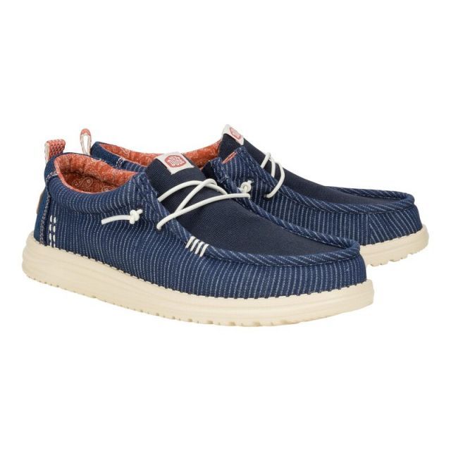 【送料無料】 ヘイデュード メンズ スニーカー シューズ Wally Hickory Denim Navy/White