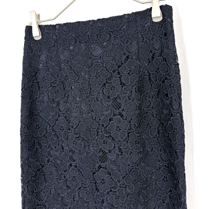 アナイ ANAYI 総レースタイトスカート カットワークレース 上品 ネイビー 紺