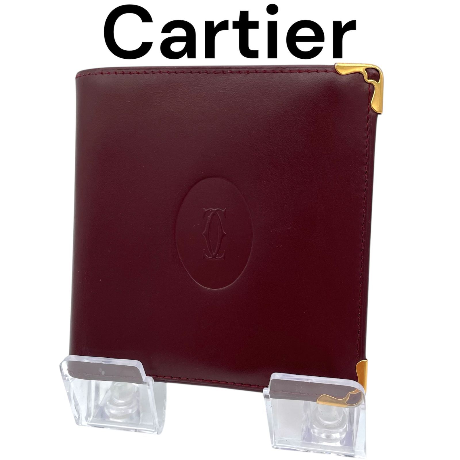 Cartier カルティエ 折り財布 二つ折り財布 ボルドー ワインレッド ゴールド金具