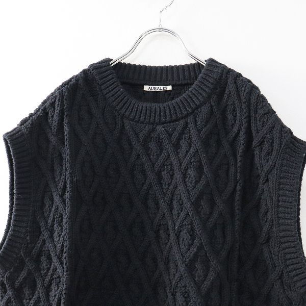 美品 AURALEE オーラリー HARD TWIST MERINO ARAN KNIT VEST ハード 