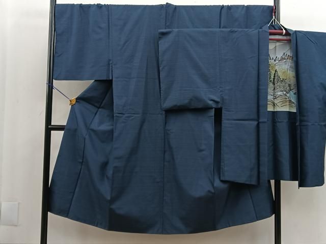 平和屋着物男性　紬　アンサンブル　100亀甲　正絹　逸品　BAAL3663pm