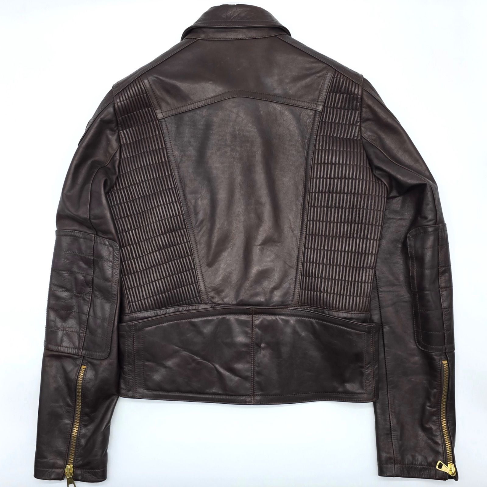 DSQUARED2 ブラック シングルライダースジャケット 48 DSQUARED2 ブラック レザージャケット シングルライダース サイズ48