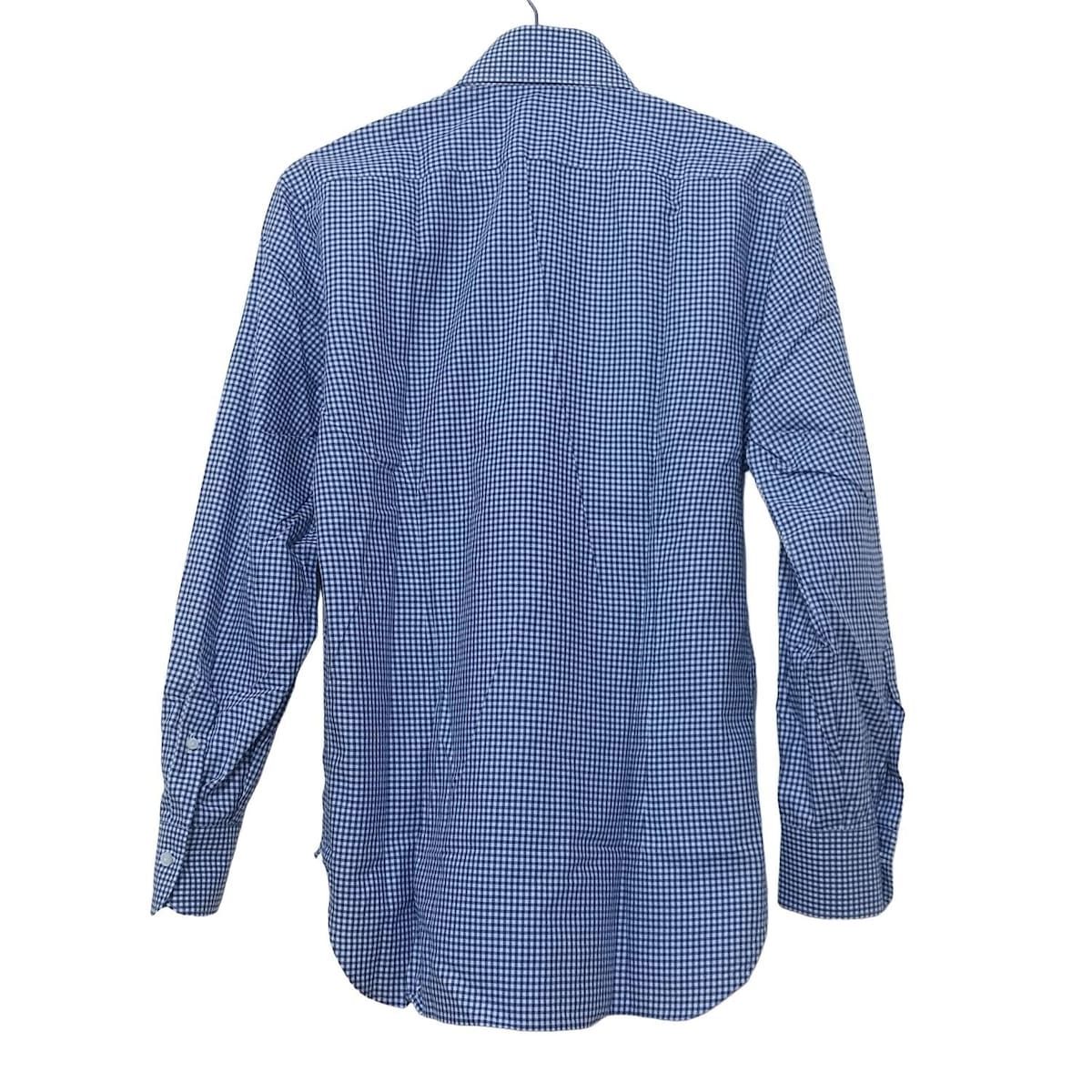 【美品】BARBA バルバ　ストライプ　ブルー　ホワイト　長袖シャツ　39 M BARBA(バルバ) 長袖シャツ サイズ39 メンズ美品 - ブルー×白