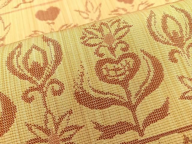平和屋着物◎六通柄袋帯 横段花文 三越扱い 正絹 逸品 未使用