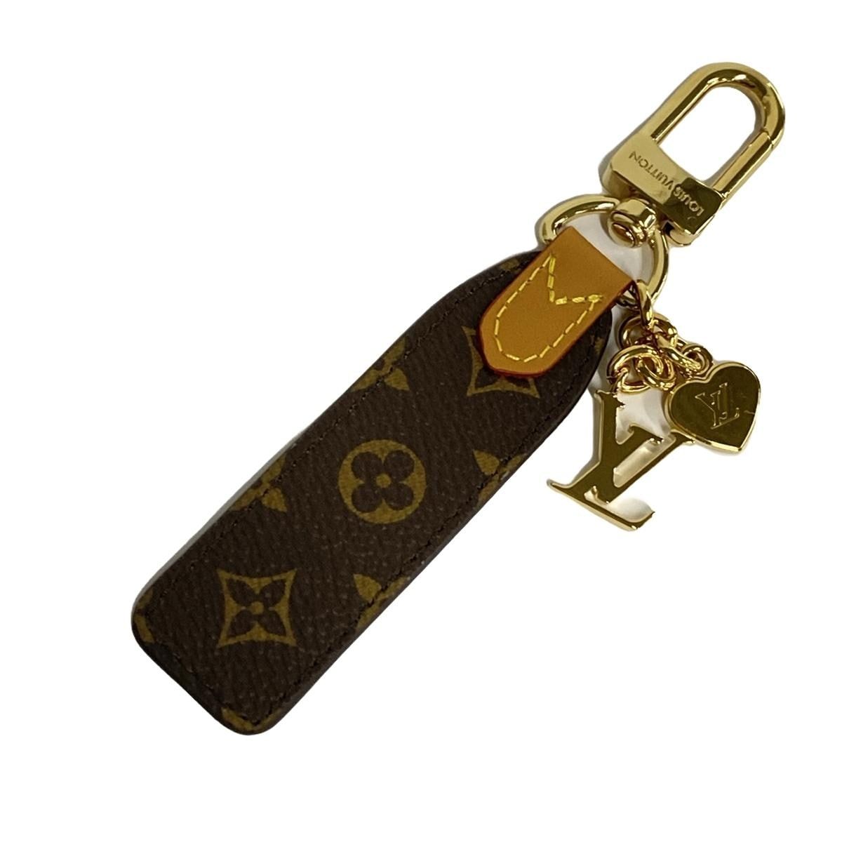 LOUIS VUITTON(ルイヴィトン) キーホルダー(チャーム)美品 LV チェリシュド M01184 ブラウン×ダークブラウン×ゴールド  ハート/LVロゴ - メルカリ