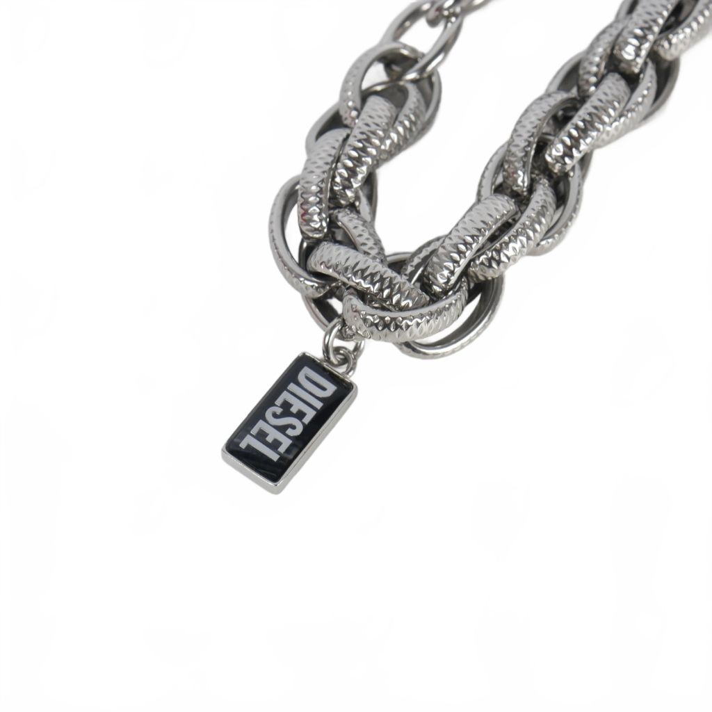 DIESEL Dx1514 シルバーチェーンブレスレット ディーゼル DIESEL チェーン ブレスレット シルバー DX1514