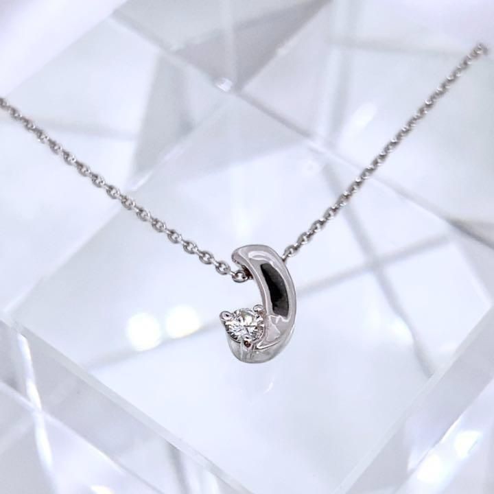 4℃ ダイヤモンド カーブライン ネックレス Pt850 0.32ct 2.4g-