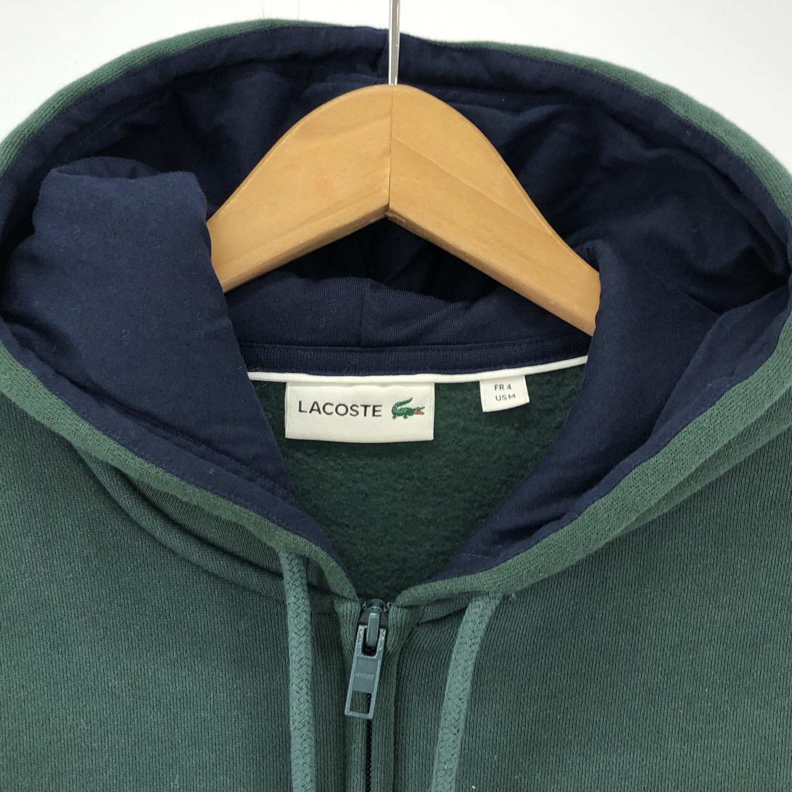 LACOSTE ラコステ 裏起毛 ジップアップパーカー sizeM/ダークグリーン 