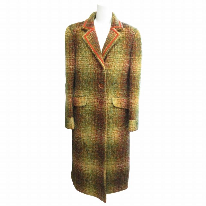 エトロ ETRO ミックスツイード チェスターコート ロングコート ウール イタリア製 マルチ 40 約Lサイズ