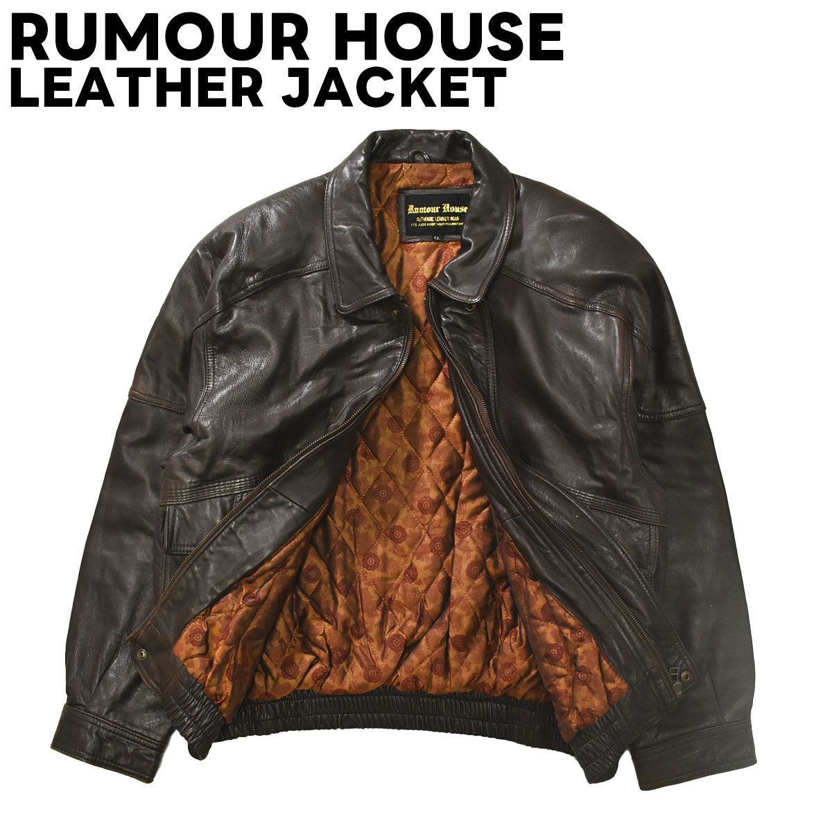 古着 本革 Rumour House 羊革 レザー フライトジャケット LL ブラウン