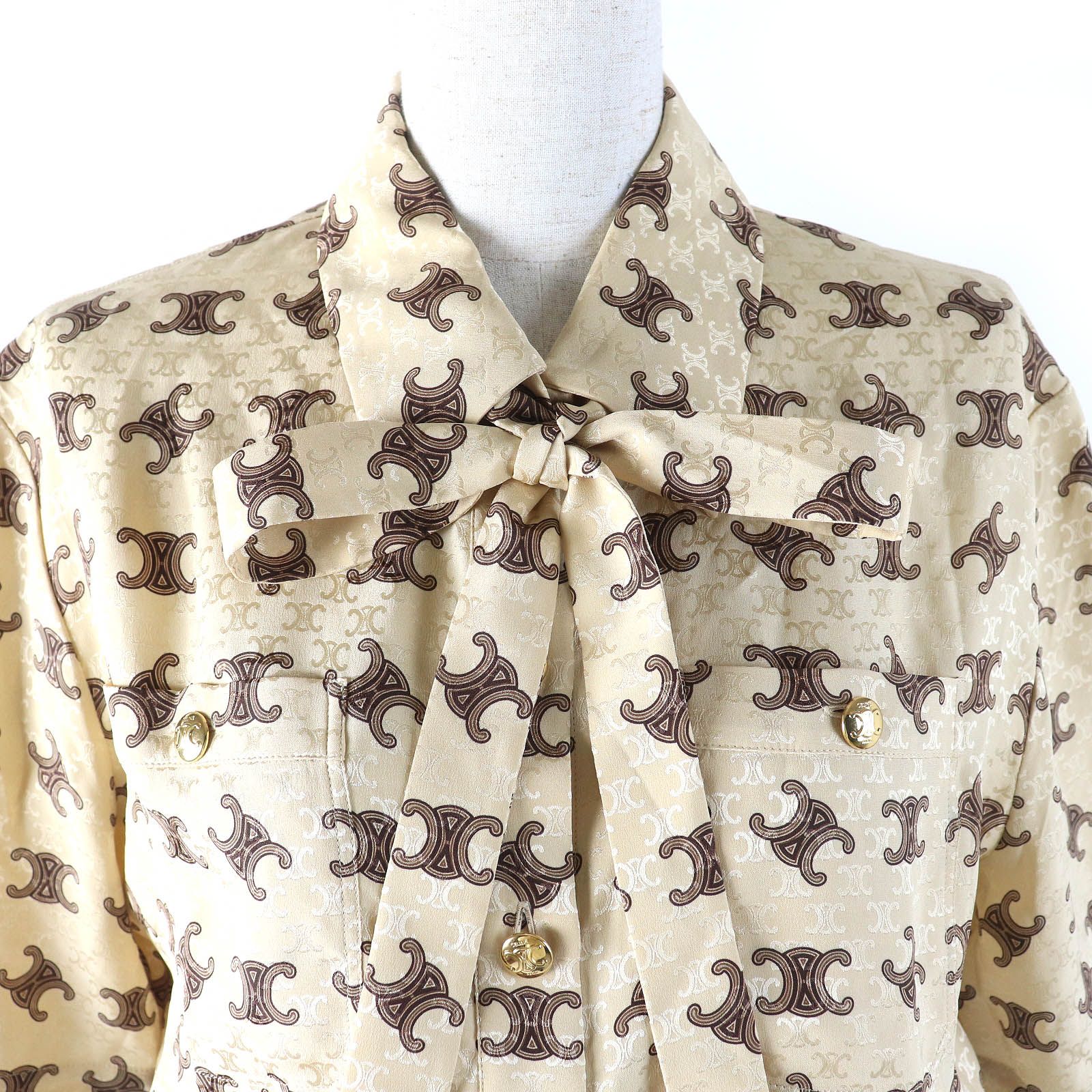 極美品△CELINE セリーヌ 2R61G812T ラバリエール シルク100  