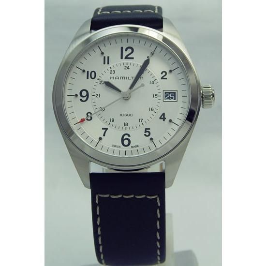 ハミルトン Hamilton カーキ　フィールド　QZ　40mm SV レザー H68551753