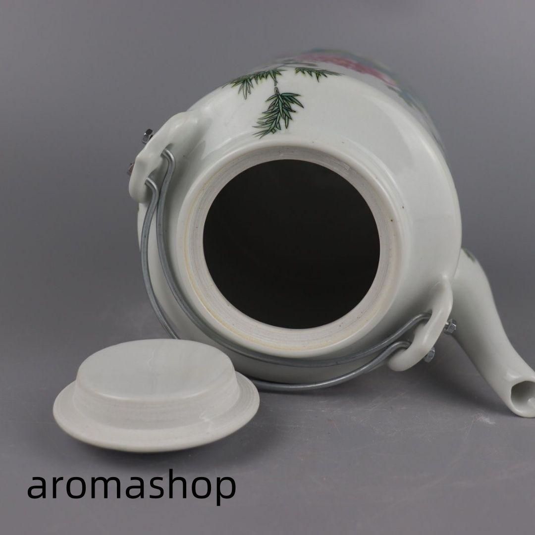 景徳鎮 陶磁器 パステル牡丹竹茶壺 提梁壺 茶道具 装飾品 工芸品 置物 景徳鎮 陶磁器 パステル牡丹竹茶壺 提梁壺 茶道具 装飾品 工芸品