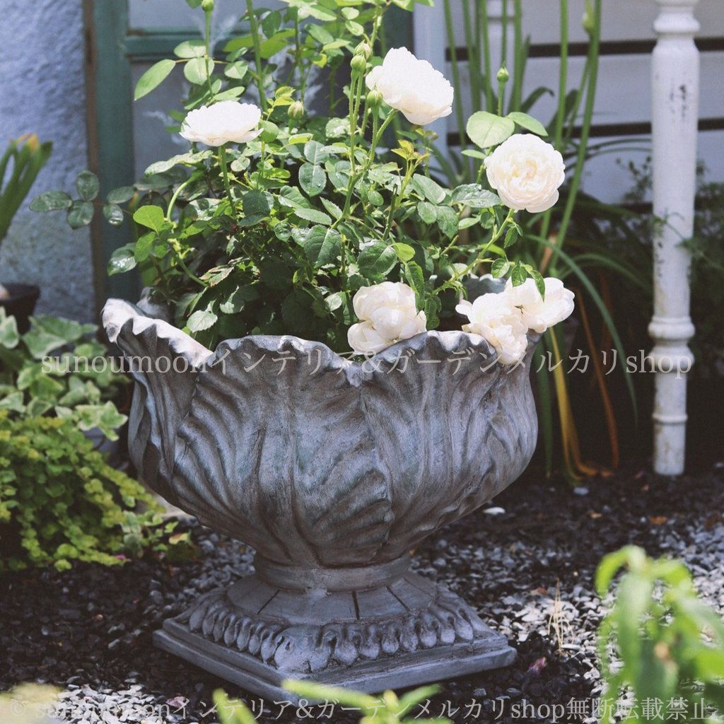 酸化マグネシウム シック シンプル 植木鉢 フラワーポット ヴィンテージ調 グレー 灰色 レトロ調 園芸 寄せ植え フラワーポット ガーデニング 雑貨 ガーデン雑貨 ガーデンインテリア ガーデン インテリア 庭の装飾 お洒落 おしゃれ 8-14