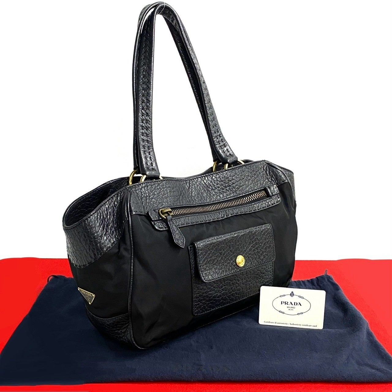 PRADA レザーハンド バッグ 本革黒ブラック希少